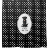 ブラックラボママ(ラブラドールレトリバーママ)かわいい犬 シャワーカーテン (正面)