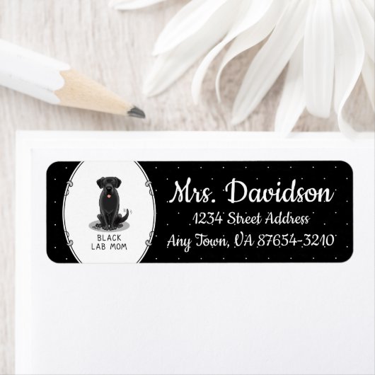 ブラックラボママ(ラブラドールレトリバーママ)かわいい犬 ラベル (インサイチュ)