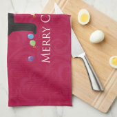 ブラックラボメリークリスマスデザイン キッチンタオル (四つ折り)