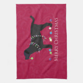 ブラックラボメリークリスマスデザイン キッチンタオル (縦)