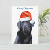 ブラックラボメリークリスマスラブラドールかわいいサンタドッグ シーズンカード (スタンド正面)