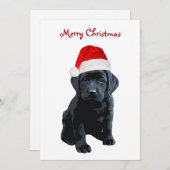 ブラックラボメリークリスマスラブラドールパピーサンタドッグ シーズンカード (正面/裏面)