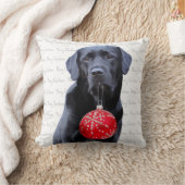 ブラックラボメリークリスマス – かわいいラブラドール犬 クッション (ブランケット)
