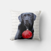 ブラックラボメリークリスマス – かわいいラブラドール犬 クッション (正面)