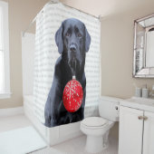 ブラックラボメリークリスマス – かわいいラブラドール犬 シャワーカーテン (インサイチュ)