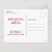 ブラックラボメリークリスマス – かわいいラブラドール犬 シーズンポストカード (裏面)