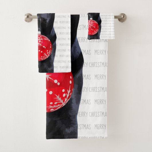 ブラックラボメリークリスマス – かわいいラブラドール犬 バスタオルセット (インサイチュ)