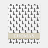 ブラックラボラドール ピンクとホワイトのオリジナルデザイン フリースブランケット (正面)