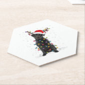 ブラックラボラブラドールクリスマスツリーライトパジャマドッグ ペーパーコースター (アングル)