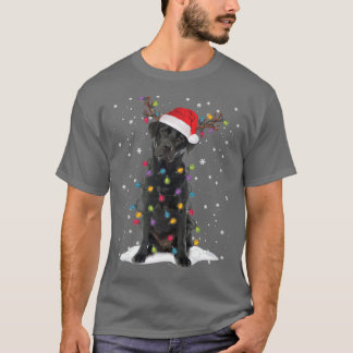 ブラックラボラブラドールクリスマスツリーライトパジャマドッグ Tシャツ