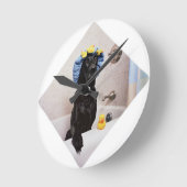 ブラックラボラブラドールドッグおもしろいバスタイム ラウンド壁時計 (傾斜)