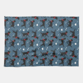 ブラックラボラブラドールレトリバーネイビーブルー キッチンタオル (横)