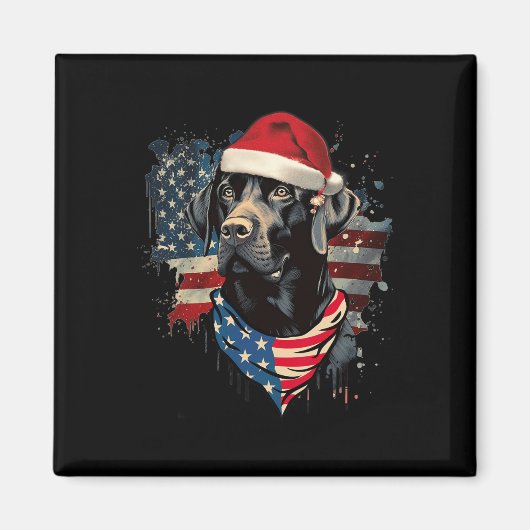 ブラックラボラブラドールヴィンテージサンタクリスマスパジャマ マグネット (正面)