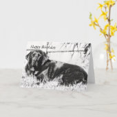 ブラックラボレイインザサン誕生日 カード (黄色い花)