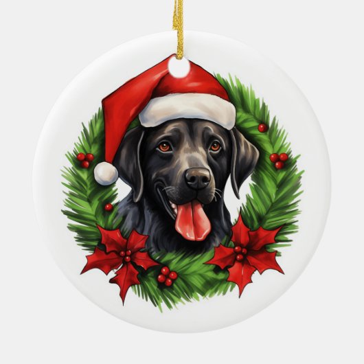 ブラックラボレトリバーの休日リース セラミックオーナメント (裏面)