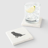 ブラックラボ大理石飲み物用コースターカスタム – 犬名 ストーンコースター (横)