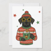 ブラックラボ犬のダサいスウェーターのクリスマス シーズンカード (裏面)