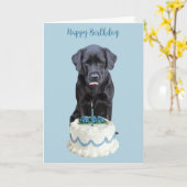 ブラックラボ誕生日カード – 犬の誕生日カード カード (黄色い花)