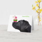 ブラックラボ誕生日カード – 犬の誕生日 カード (黄色い花)