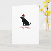 ブラックラボ クリスマス シルエット 楽しい モダン カード (黄色い花)
