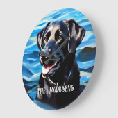 ブラックラボ&レイク ラージ壁時計 (傾斜)