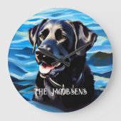 ブラックラボ&レイク ラージ壁時計 (正面)