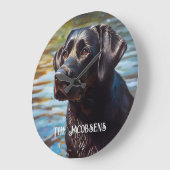 ブラックラボ&レイク ラージ壁時計 (傾斜)