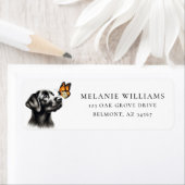 ブラックラボ（昆虫）オオカバマダラ、モナークバタフライ差出人住所 ラベル (インサイチュ)