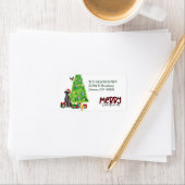 ブラックラボ、鳥とクリスマスツリーの差出人住所 ラベル (インサイチュ)