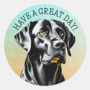 ブラックラボ   Have a 素晴らし Day ラウンドシール
