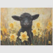 ブラックラムと黄色のダフォジル絵を描のデコパージュ 薄葉紙 (正面)