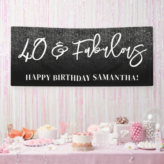 ブラックラメカラーブロック 40歳の誕生日おめでとう 横断幕 (パーティー)