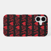 ブラックラメ LOVE iPhone 16ケース (裏面横)