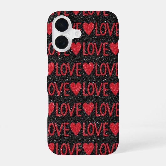 ブラックラメ LOVE iPhone 16ケース (裏面)