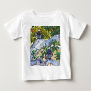 ブラックランガ食べ物ールモンキーズベビーTシャツ ベビーTシャツ