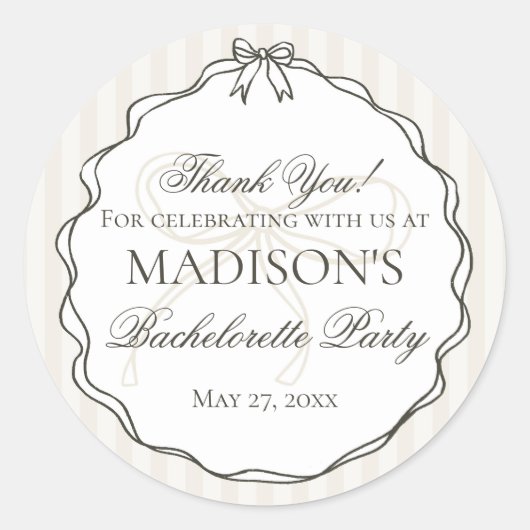 ブラックランジェリーシャワーバチェロレッテパーティーの景品 ラウンドシール (正面)