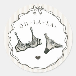 ブラックランジェリーシャワー ブライズメイドパーティー封筒 ラウンドシール