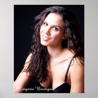 ブラックランジェリーポスター付きセクシーな女性モデル ポスター