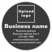 ブラックラージラウンドビニールステッカーにビジネスブランド シール (正面)