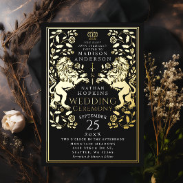 ブラックラ王室のオン中世結婚の 箔招待状