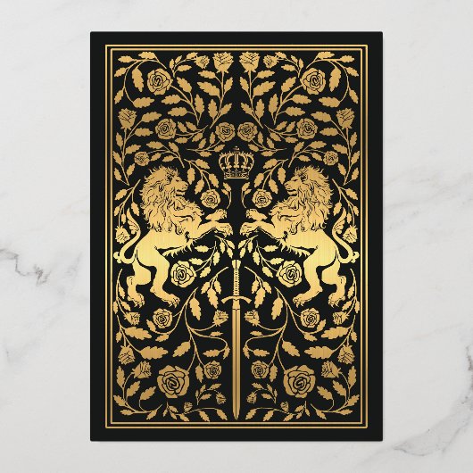 ブラックラ王室のオン中世結婚の 箔招待状 (裏面)