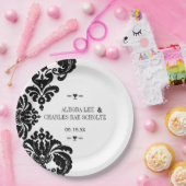 ブラックラ素朴ックスヴィンテージダマスクウェディング ペーパープレート (パーティー)