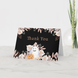 ブラックリエレガントトルブボホ幽霊ベビーシャワー サンキューカード