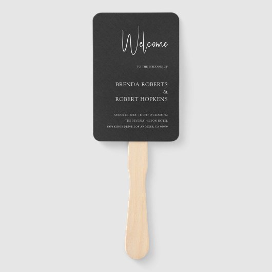 ブラックリシンプルネンブラックスクリプ結婚トのハンドファン ハンドファン (正面)