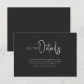 ブラックリシンプルネンBlack Scriptの結婚詳細 招待状 (正面/裏面)