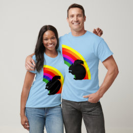 ブラックリスカラフルトシルエットユニセックス虹 Tシャツ