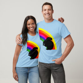 ブラックリスカラフルトシルエットユニセックス虹 Tシャツ