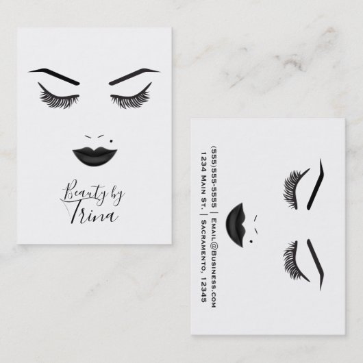 ブラックリップメイクアップ顔眉毛リップグラム美しい 名刺 (正面/裏面)