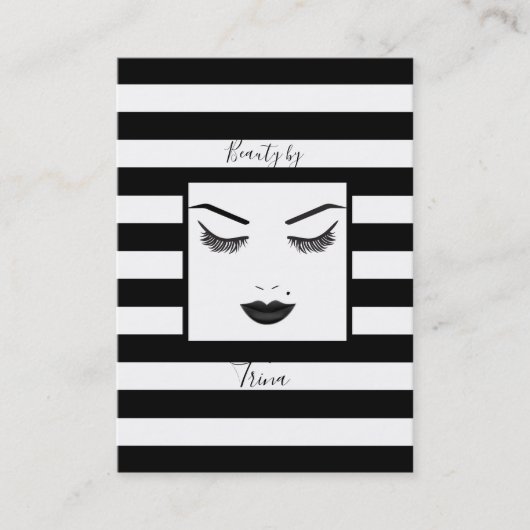 ブラックリップメイクアップ顔眉毛リップグラム美しい 名刺 (正面)