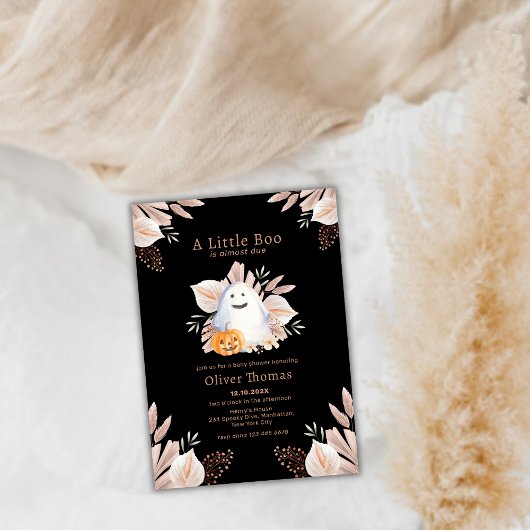 ブラックリトルブボホ幽霊ハロウィーンベイビーシャワー 招待状